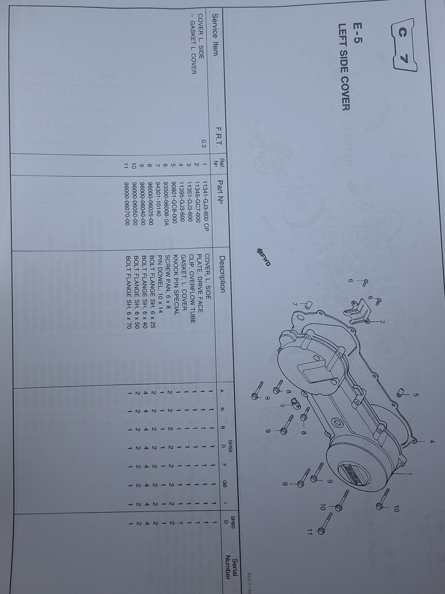 Honda Scoopy SH 50 SH 80 Partlist