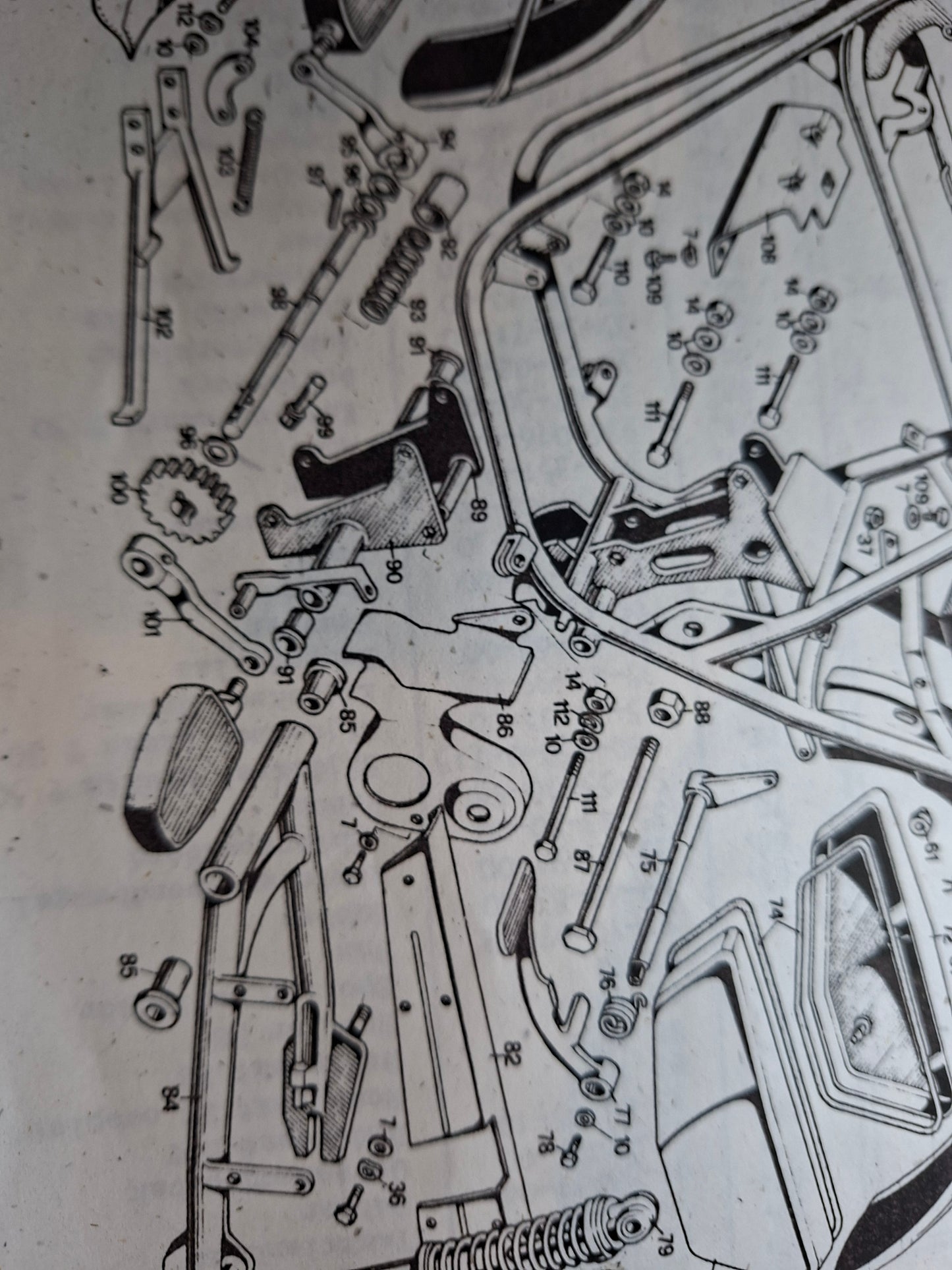 Rempedaal as Benelli T50 GTV 50 BS50 Cross 50 Nibbio