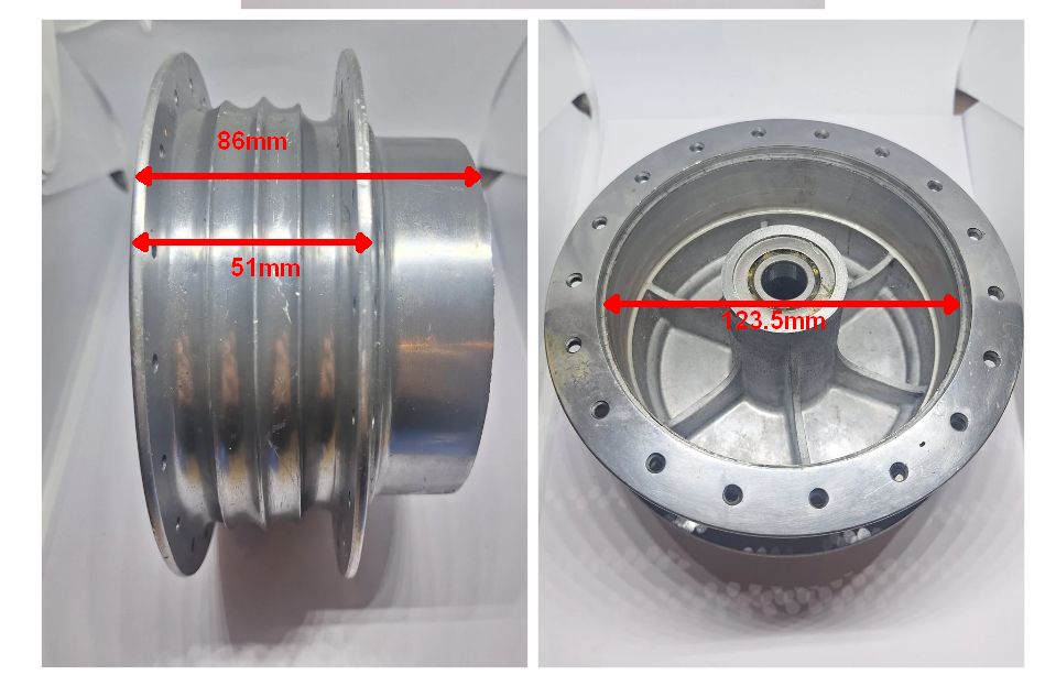 Achterwielnaaf compleet Benelli / MotoBi / Moto Guzzi