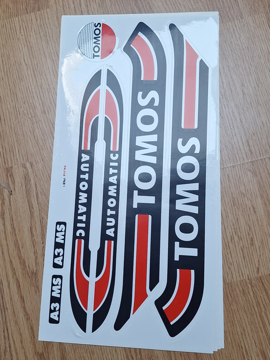 Stickerset Tomos A3 / A35 automatic zwart / rood