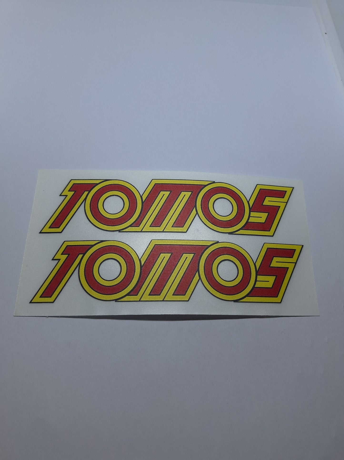 Tankstickers Tomos 4L geel / rood oud model