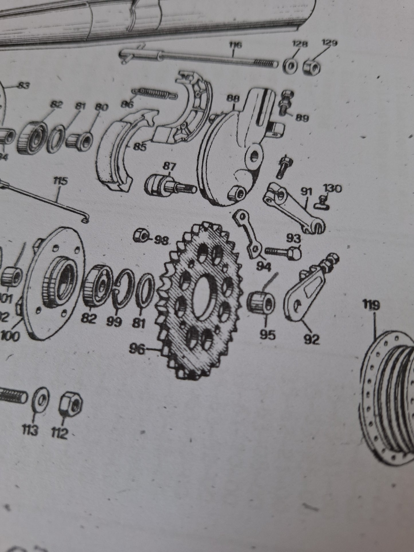 Borgplaatset achtertandwiel Benelli / MotoBi / Moto Guzzi Grimeca