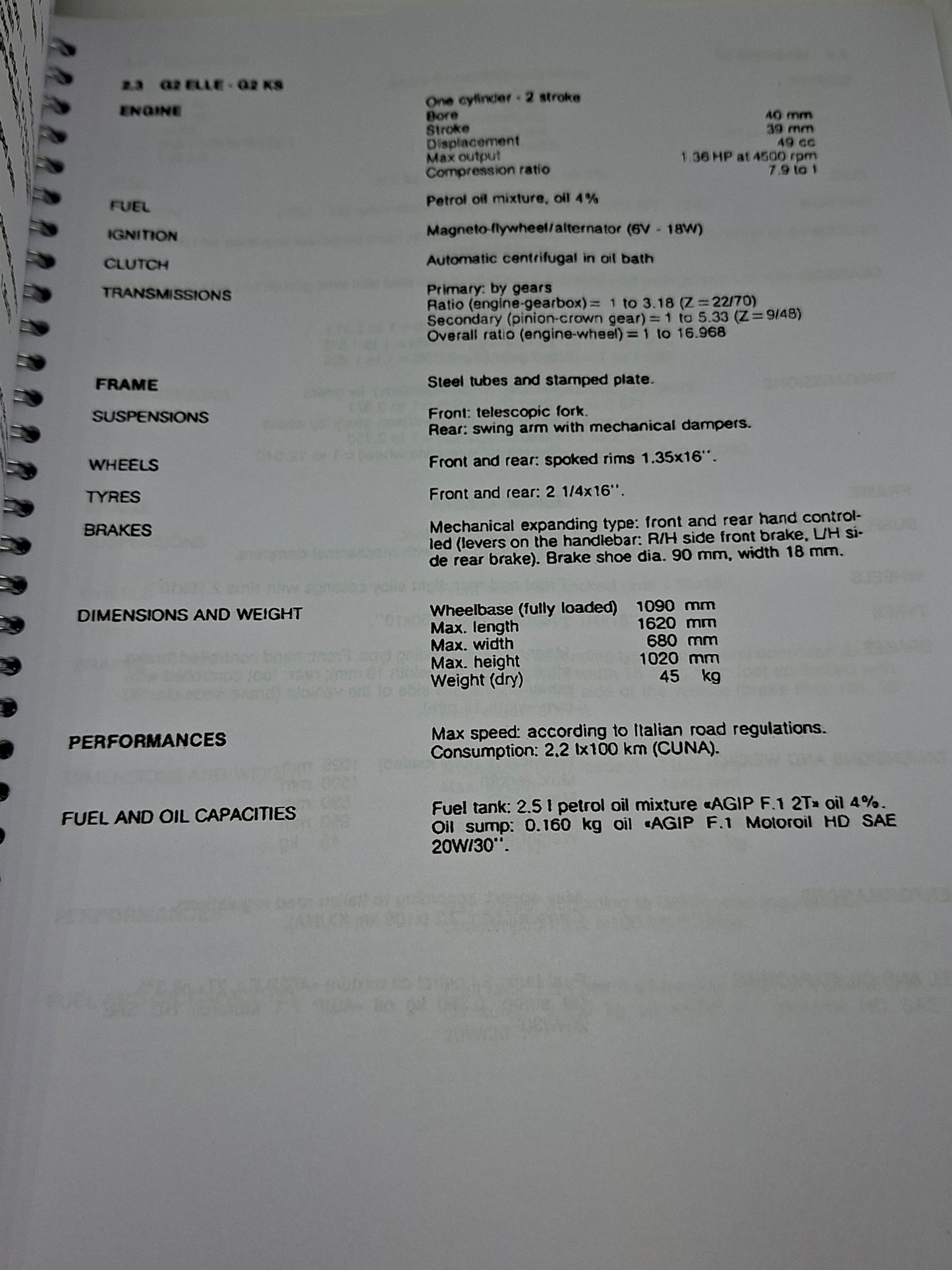 Workshop Manual Benelli / MotoBi / Moto Guzzi 50 - 125cc