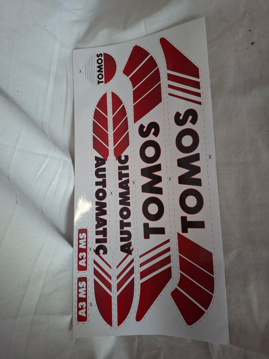 Stickerset Tomos A3 / A35 automatic, rood / wit