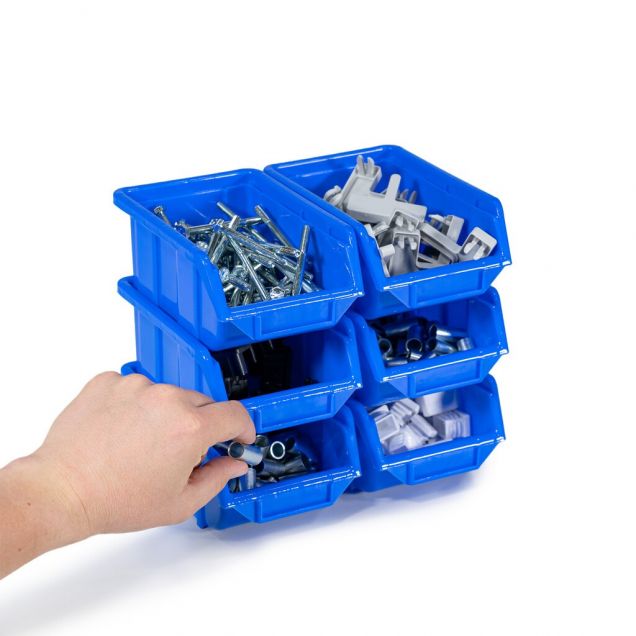 Kunststof Stapelbak Blauw 170×110×75 mm – Heavy Duty Onderdelenbak – Doos 40 Stuks